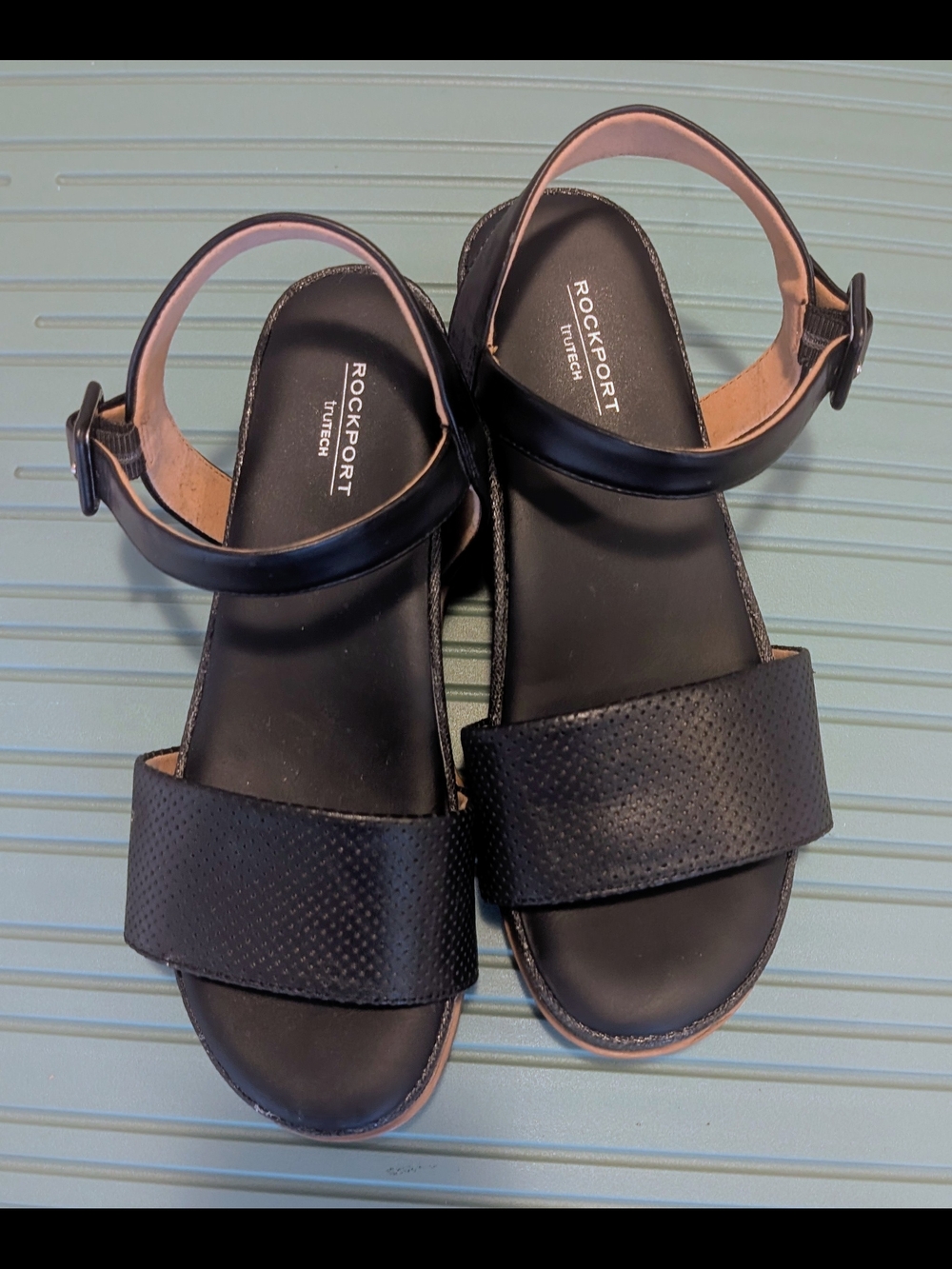 Rockport Women's Black Delanie 2 Piece Ankle Strap Sandals Size 7 US, EUC!